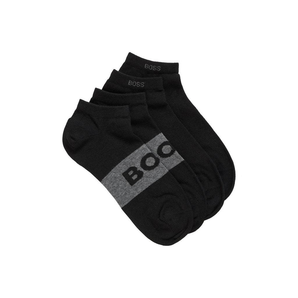 BOSS 2 Pack Quality Cotton Blend Logo Ankle Sock - Black - Utility Bear