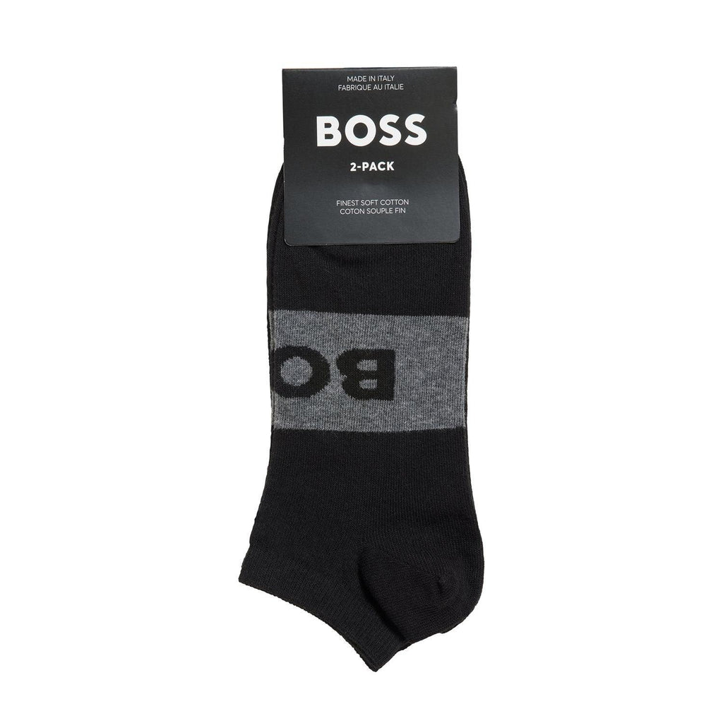 BOSS 2 Pack Quality Cotton Blend Logo Ankle Sock - Black - Utility Bear