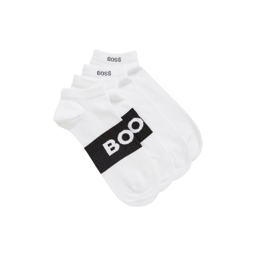 BOSS 2 Pack Quality Cotton Blend Logo Ankle Sock - White - Utility Bear