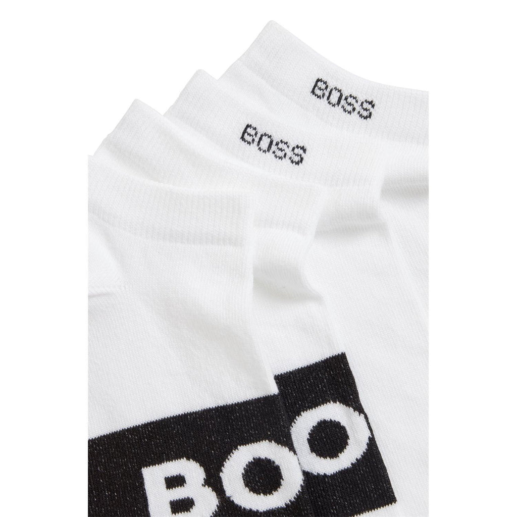 BOSS 2 Pack Quality Cotton Blend Logo Ankle Sock - White - Utility Bear