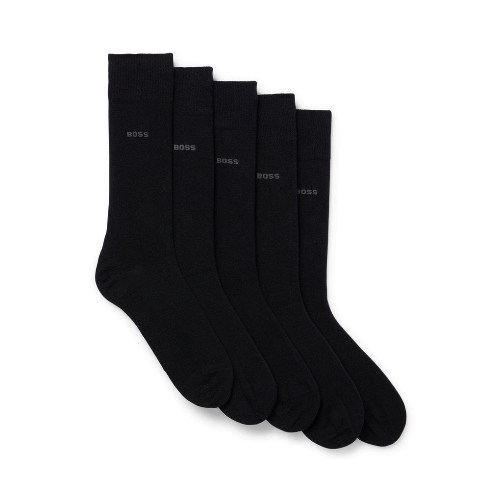 BOSS 5 Pack Qualty Cotton Blend Socks - Black - Utility Bear