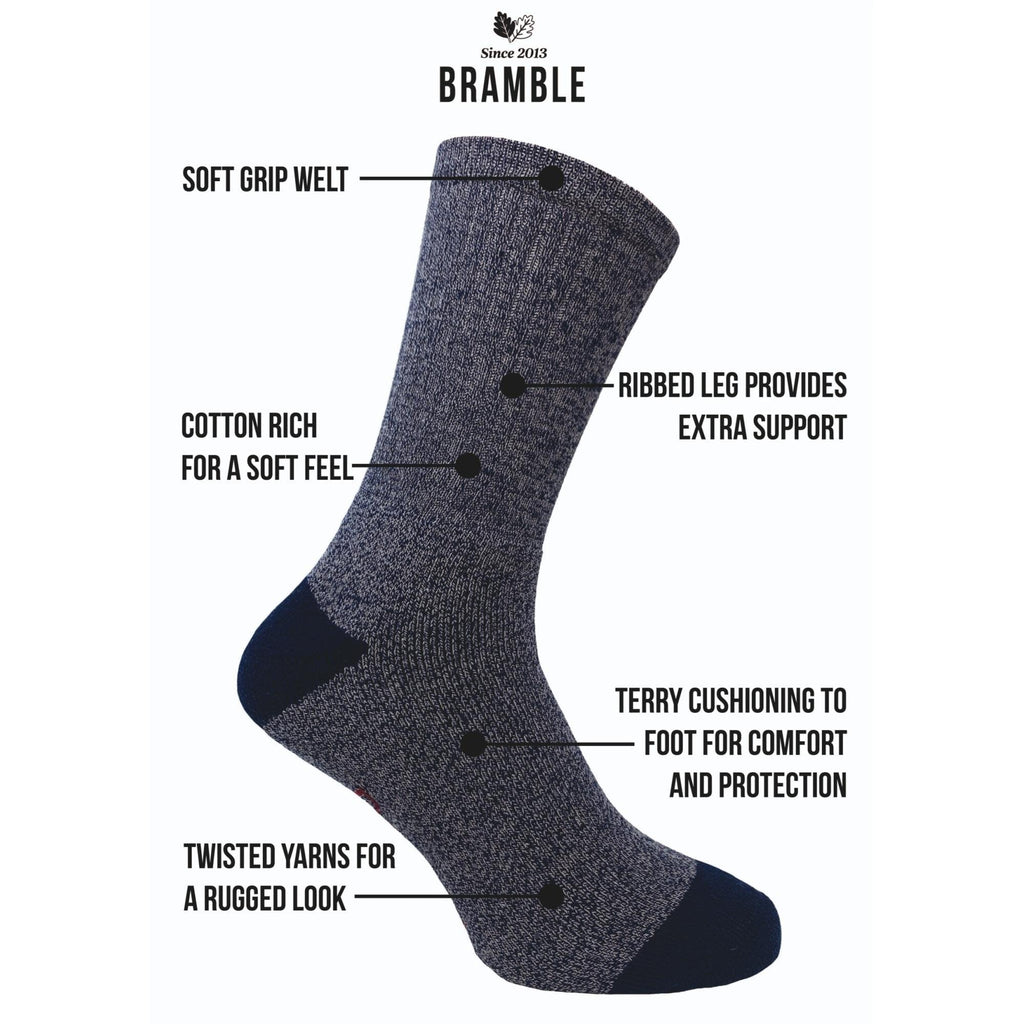 Bramble Mens All Terrain Socks 3 Pack - Blue Mix - Utility Bear