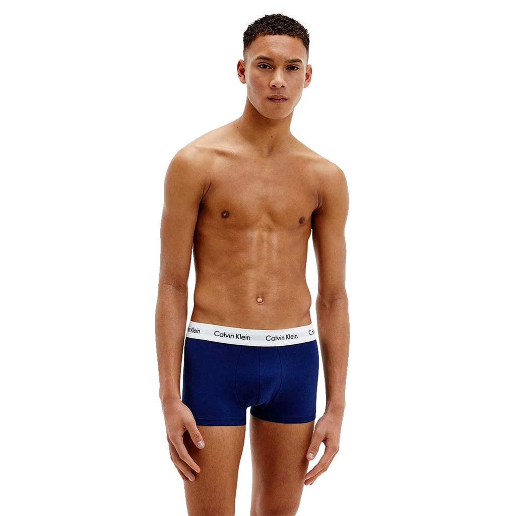 Calvin Klein 3 Pack Cotton Stretch Low Rise Trunks - White/Red/Blue - Utility Bear
