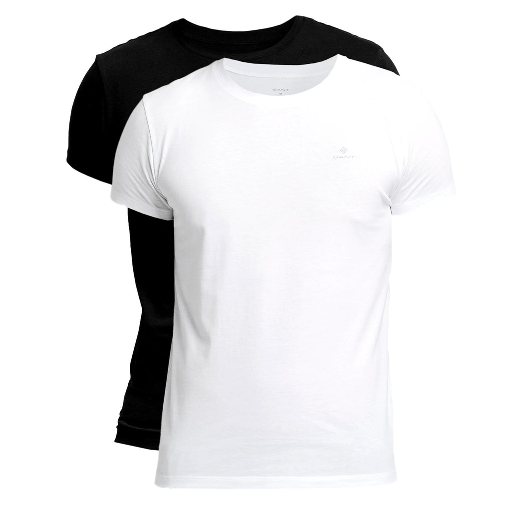 Gant 2 Pack Stretch Cotton Crew Neck T-Shirt - Black/White - Utility Bear