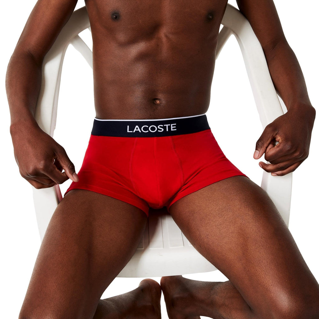 Lacoste Casual Cotton Signature Trunk - Navy Blue/Grey Chine/Red - Utility Bear