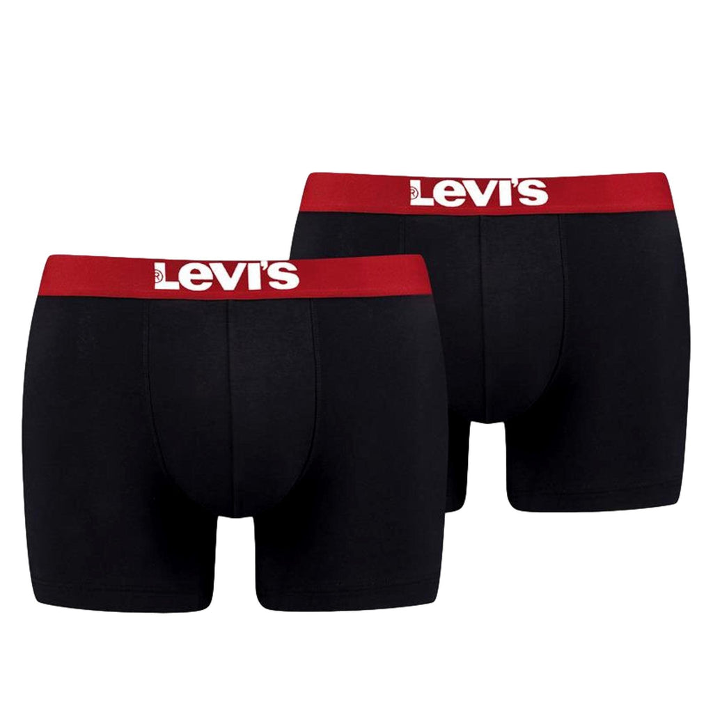 Levi'S 2 Pack Solid Basic Boxer Brief - Black/Red - Utility Bear