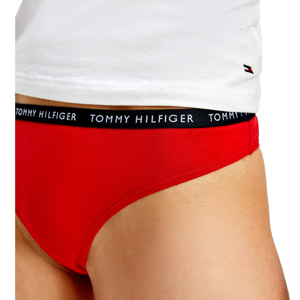 Tommy Hilfiger Recycled Cotton Thongs 3 Pack - White/Desert Sky/Primary Red - Utility Bear