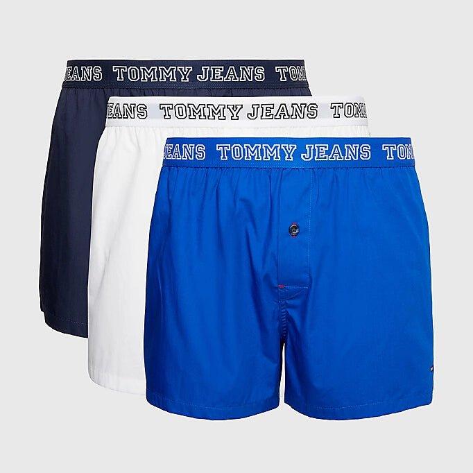 Tommy Jeans 3 Pack Varsity Cotton Essentials Woven Boxer - Twilight Navy/White/Ultra Blue - Utility Bear