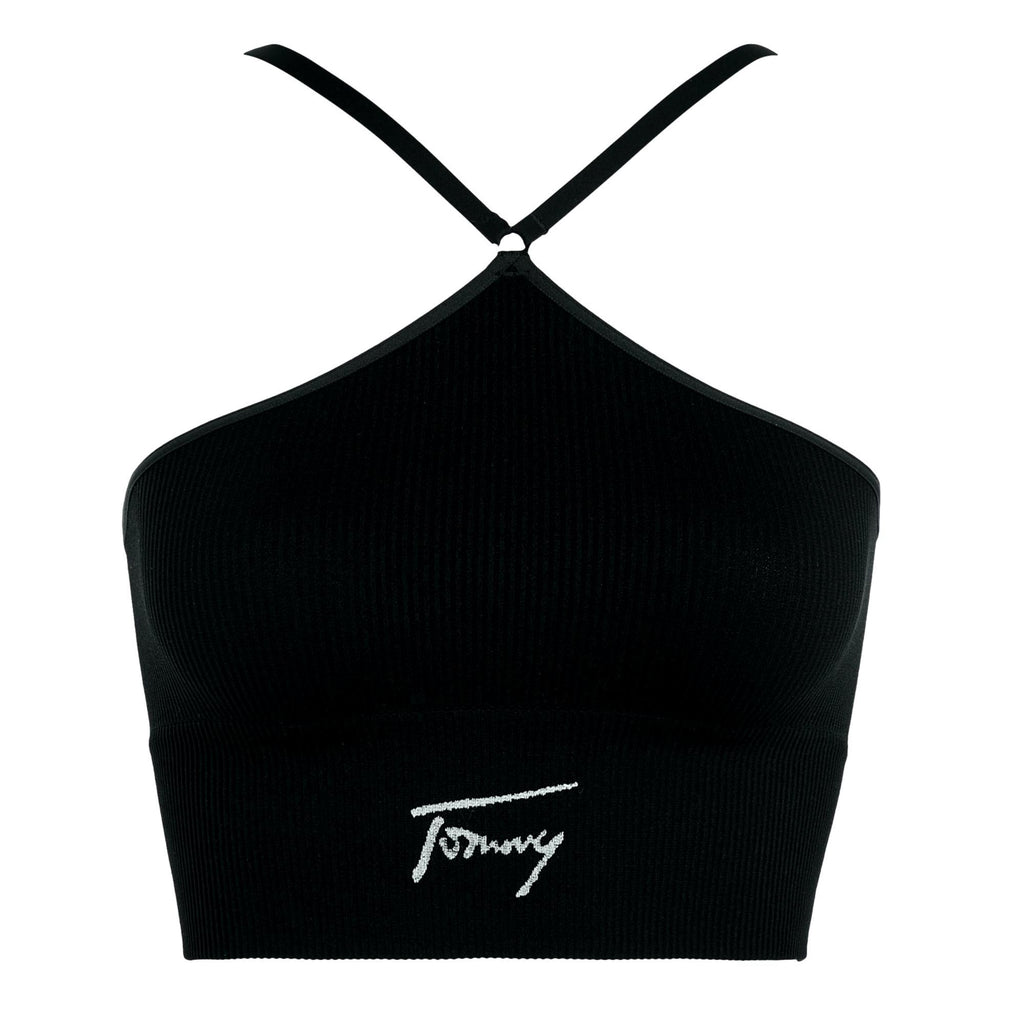 Tommy Jeans Signature Halter Neck Bralette - Black - Utility Bear