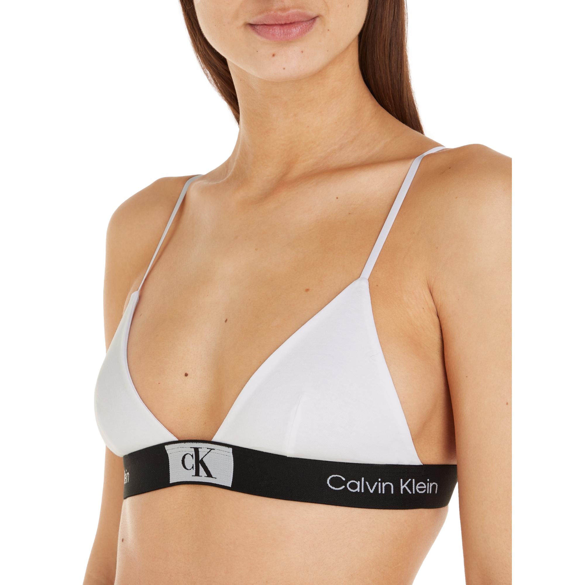 Calvin Klein 1996 Cotton Unlined Triangle Bralette - White