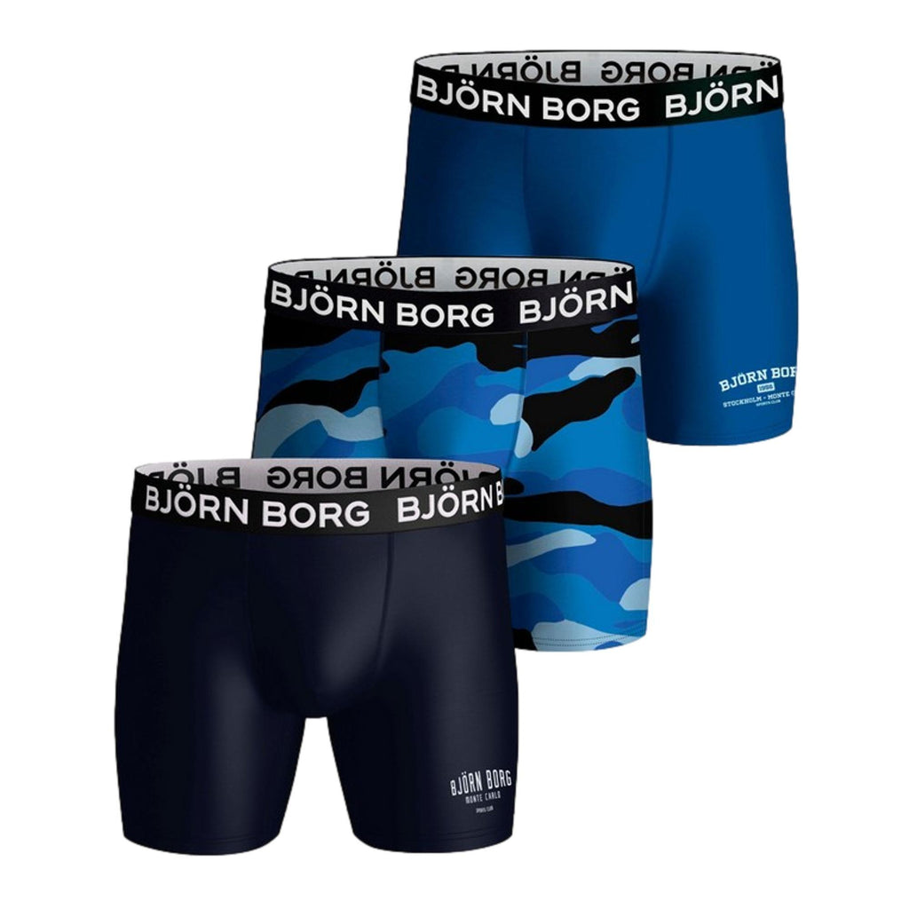 Bjorn Borg Performance Boxer 3 Pack - Blue/Blue Camo/Black - Utility Bear