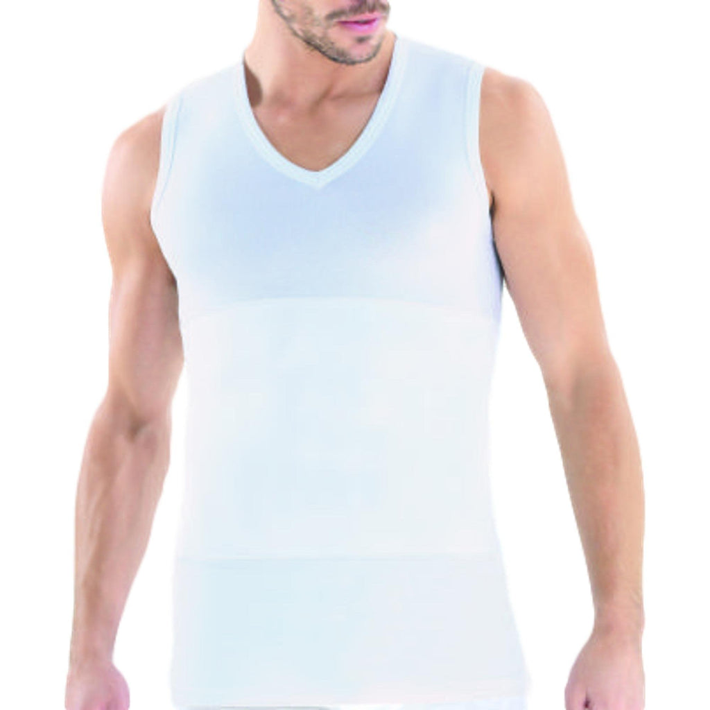 Blackspade Men'S Premium Slimming Body Control V-Neck Singlet Vest - White - Utility Bear