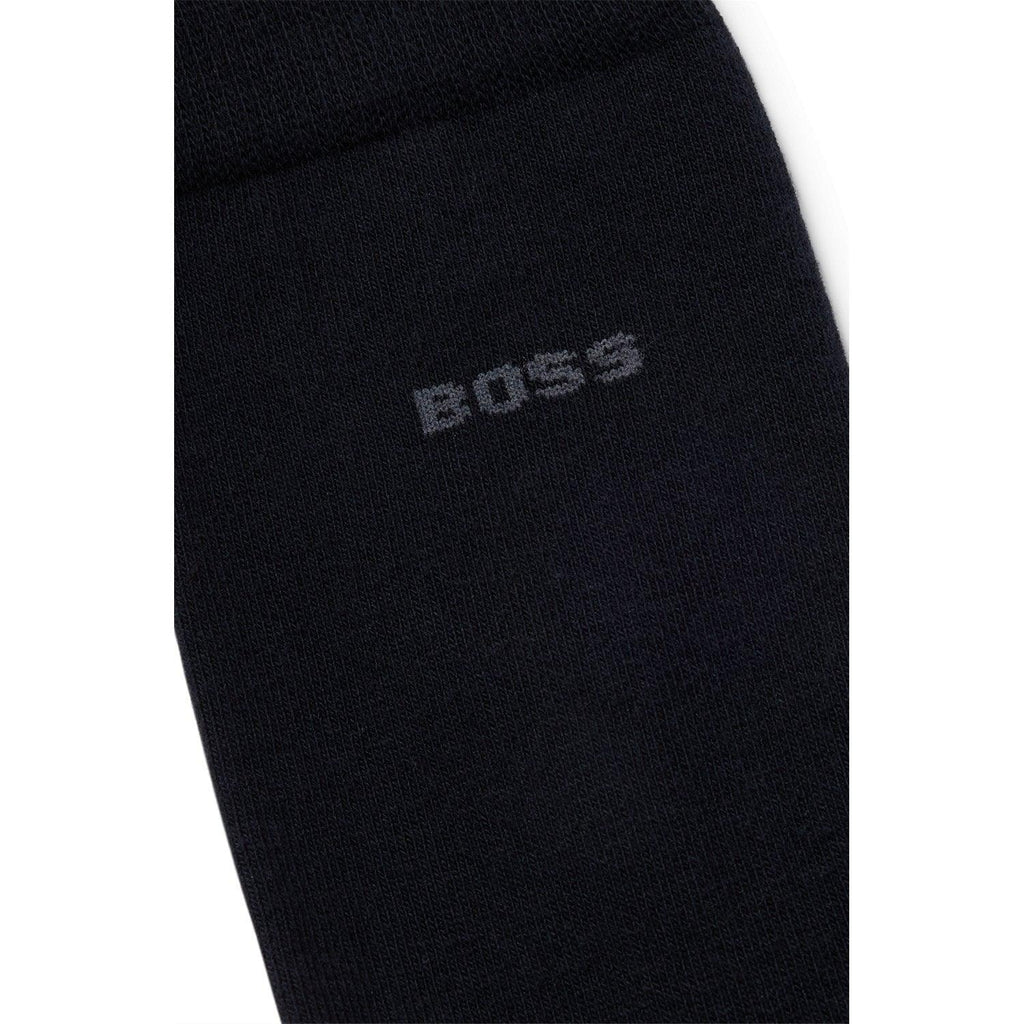 BOSS 2 Pack Quality Cotton Blend Solid Colour Socks - Black - Utility Bear
