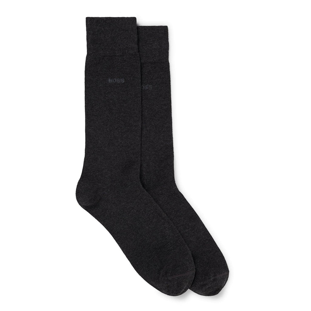 BOSS 2 Pack Quality Cotton Blend Solid Colour Socks - Dark Grey - Utility Bear