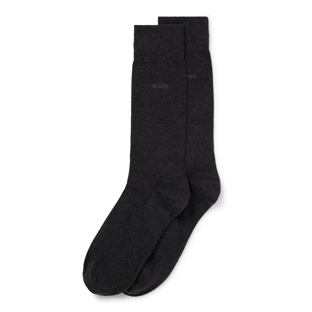 BOSS 2 Pack Quality Cotton Blend Solid Colour Socks - Dark Grey - Utility Bear