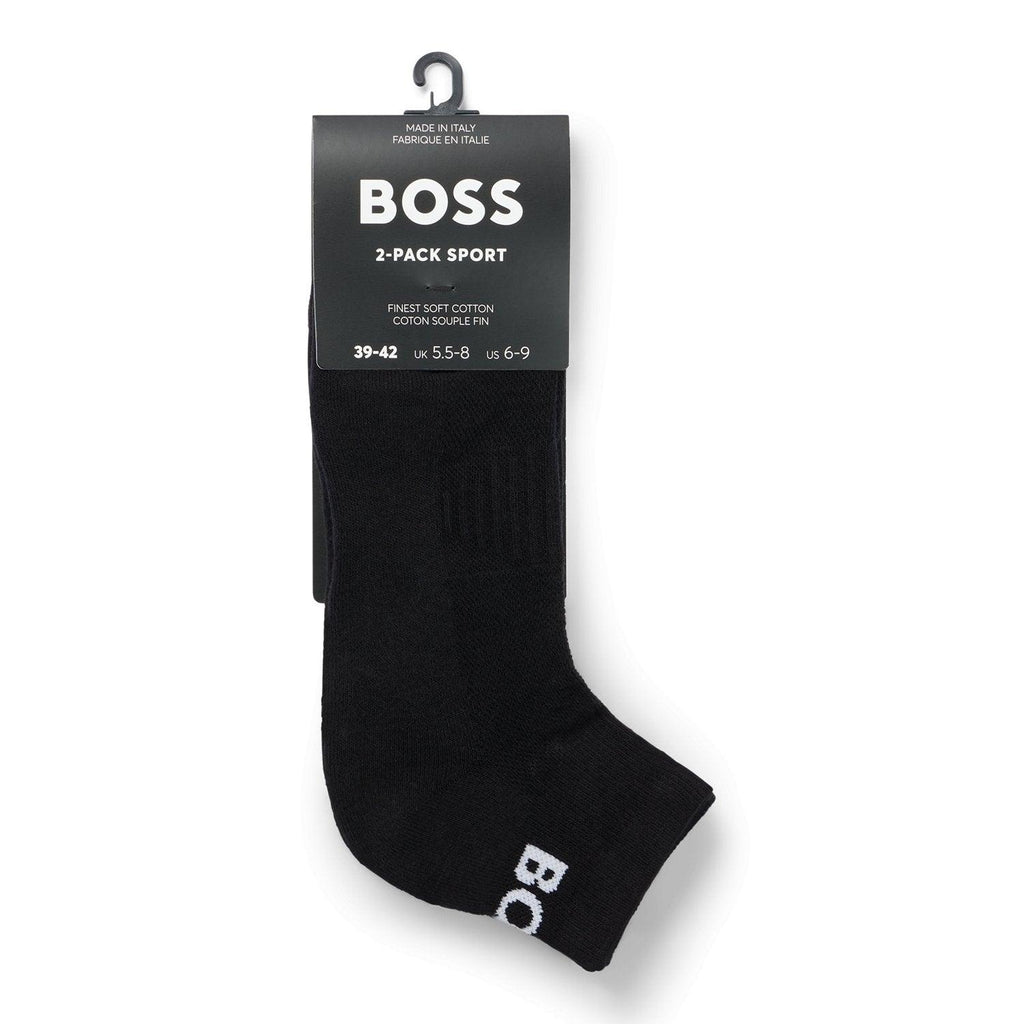 BOSS 2 Pack Quality Cotton Blend Sport Ankle Socks - Black - Utility Bear