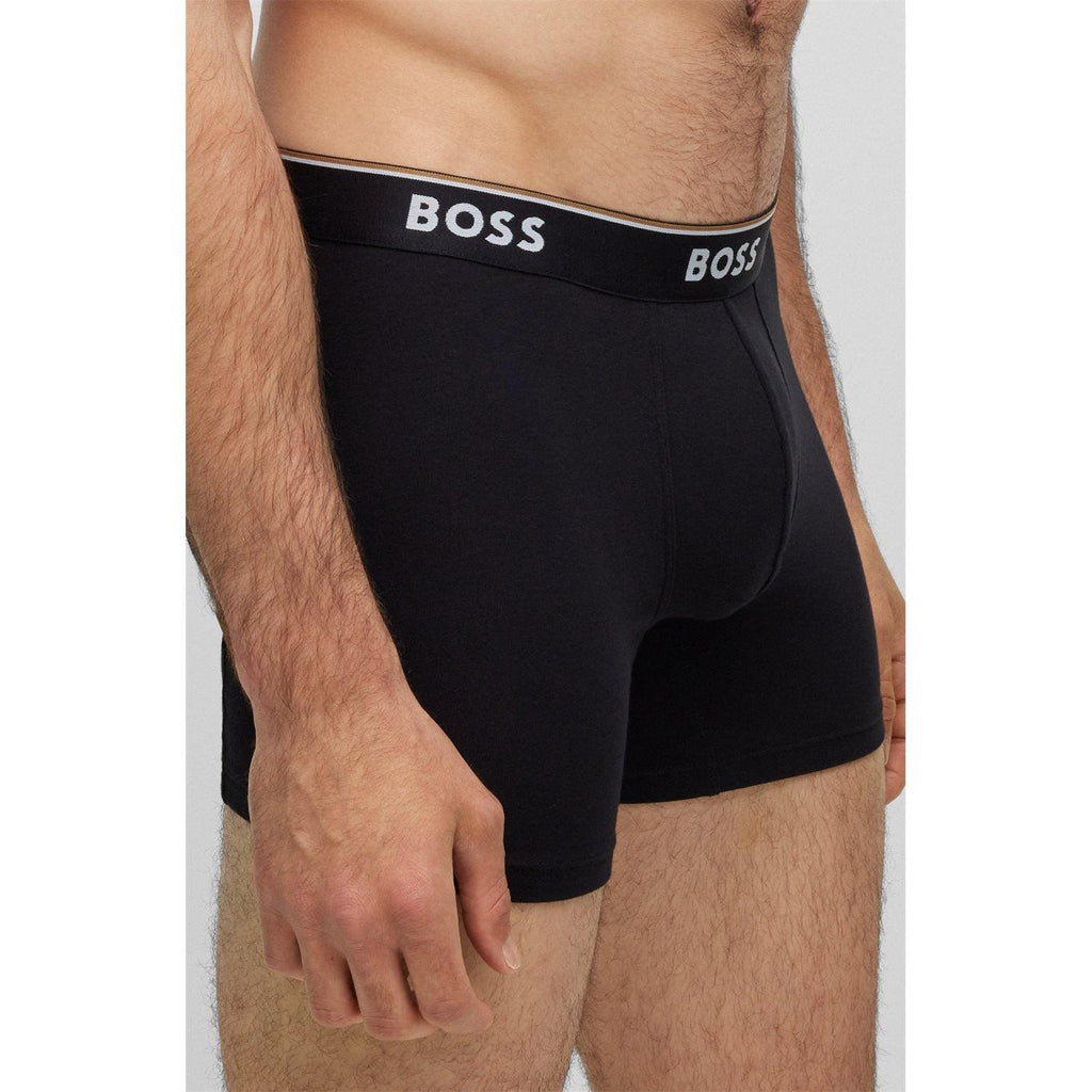 BOSS 3 Pack Power Cotton Stretch Boxer Briefs - Black/White/Grey - Utility Bear