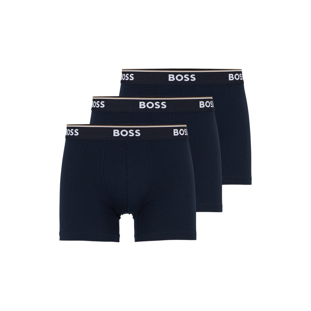 BOSS 3 Pack Power Cotton Stretch Boxer Briefs - Navy - Utility Bear