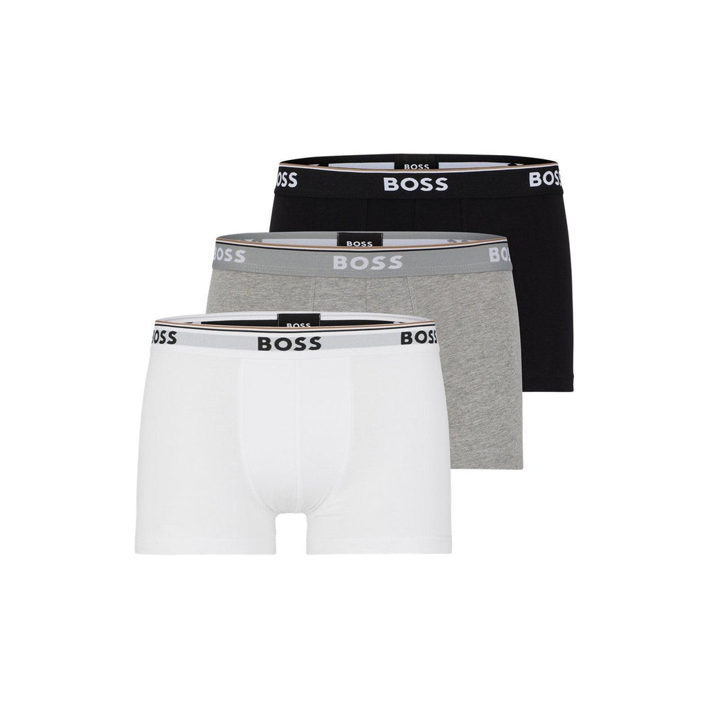 BOSS 3 Pack Power Cotton Stretch Trunks - Black/White/Grey - Utility Bear