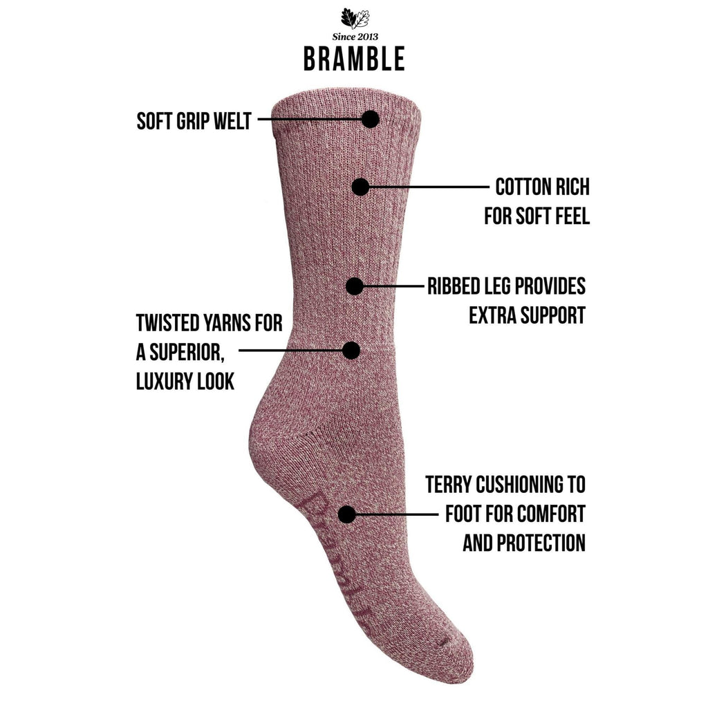 Bramble Ladies All Terrain Socks 3 Pack - Purple/Green/Pink - Utility Bear
