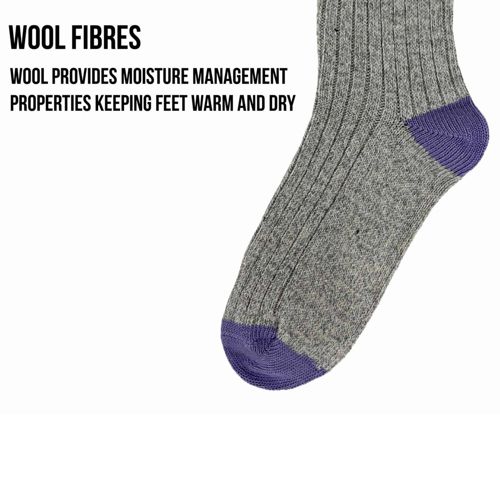 Bramble Ladies Wool Blend Socks 3 Pack - Grey Mix - Utility Bear