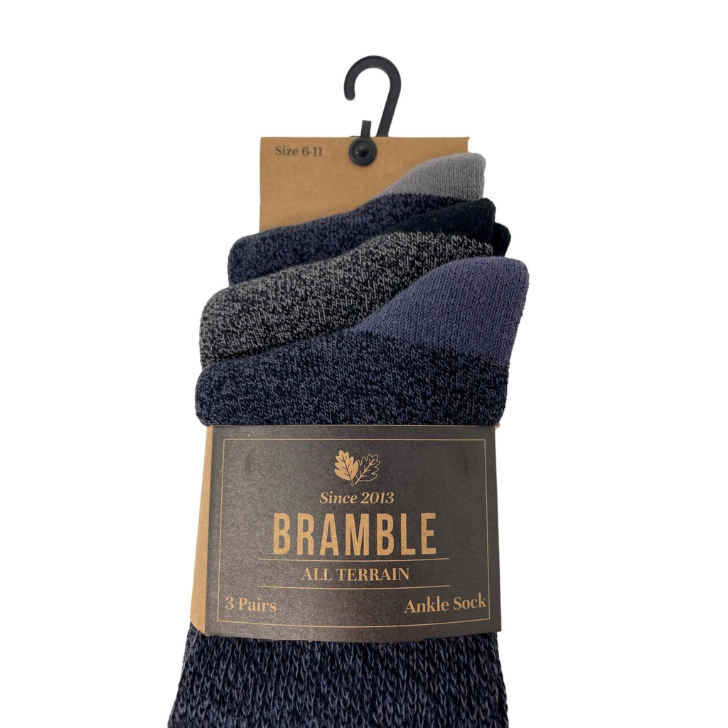 Bramble Mens All Terrain Socks 3 Pack - Black/Grey/Navy Mix - Utility Bear