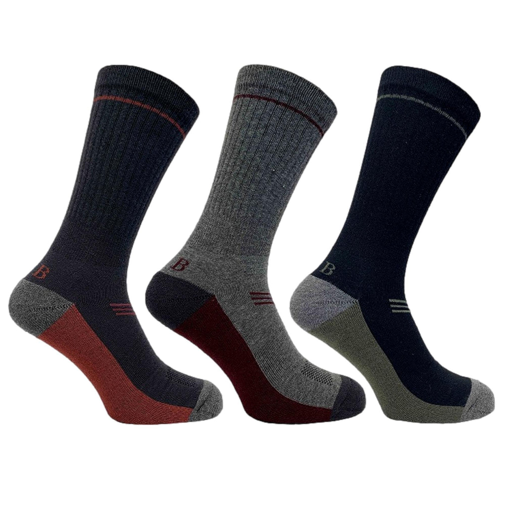 Bramble Mens Lightweight Hiker Socks 3 Pack - Grey/Black Mix - Utility Bear