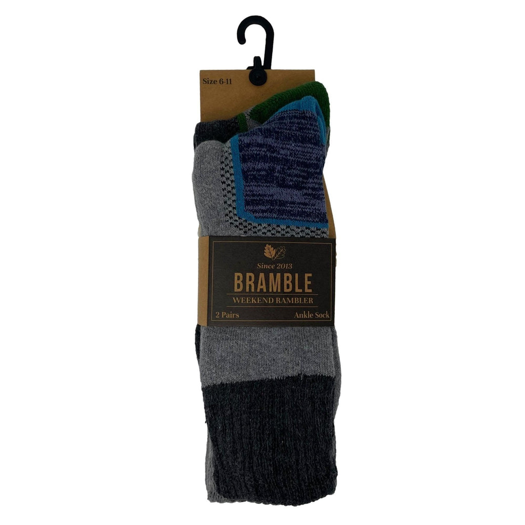 Bramble Mens Weekend Rambler Socks 2 Pack - Grey Mix - Utility Bear