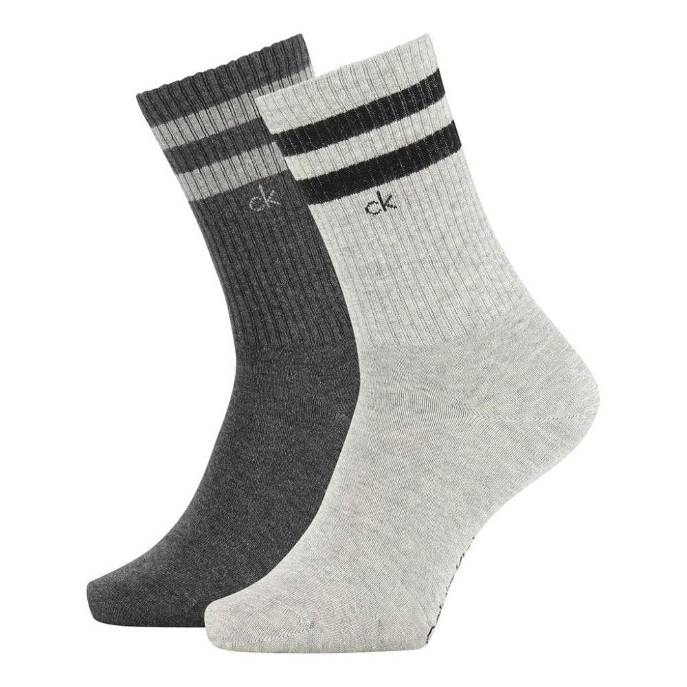 Calvin Klein 2 Pack Maurice Stripe Casual Crew Socks - Grey Combo - Utility Bear