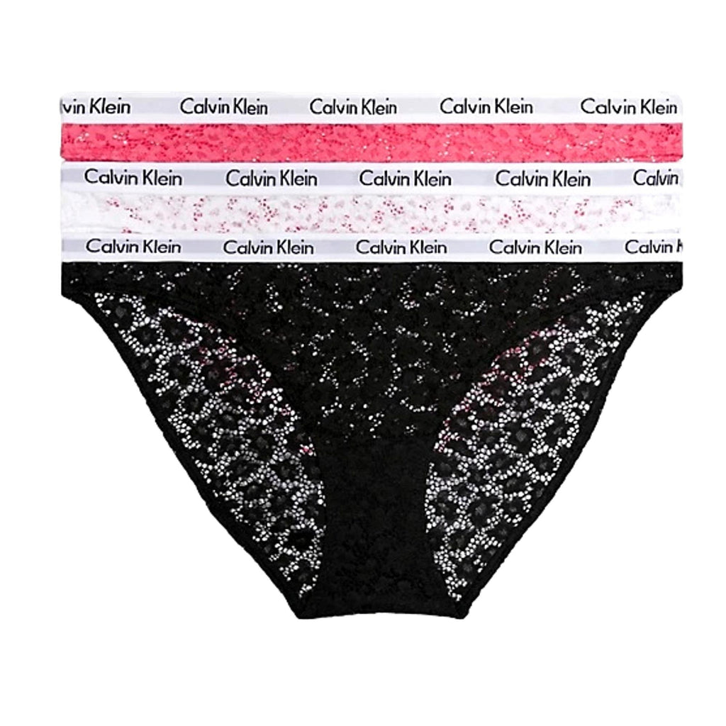 Calvin Klein 3 Pack Carousel Lace Bikini - Cerise/White/Black - Utility Bear
