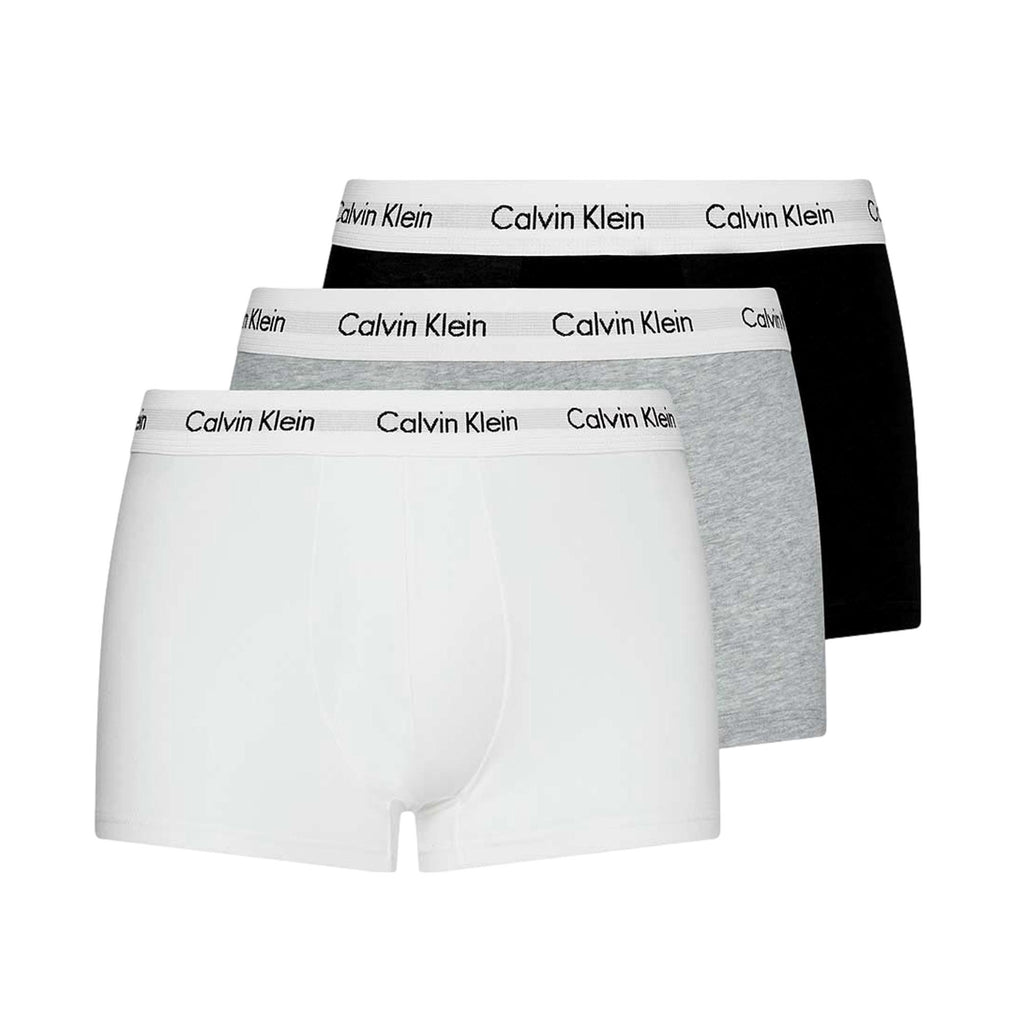 Calvin Klein 3 Pack Cotton Stretch Low Rise Trunks - Black/White/Grey Heather - Utility Bear
