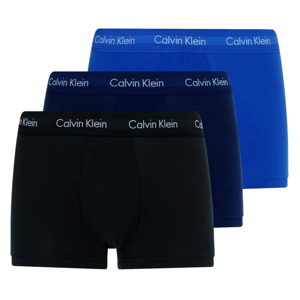 Calvin Klein 3 Pack Cotton Stretch Low Rise Trunks - Blue/Navy/Black - Utility Bear