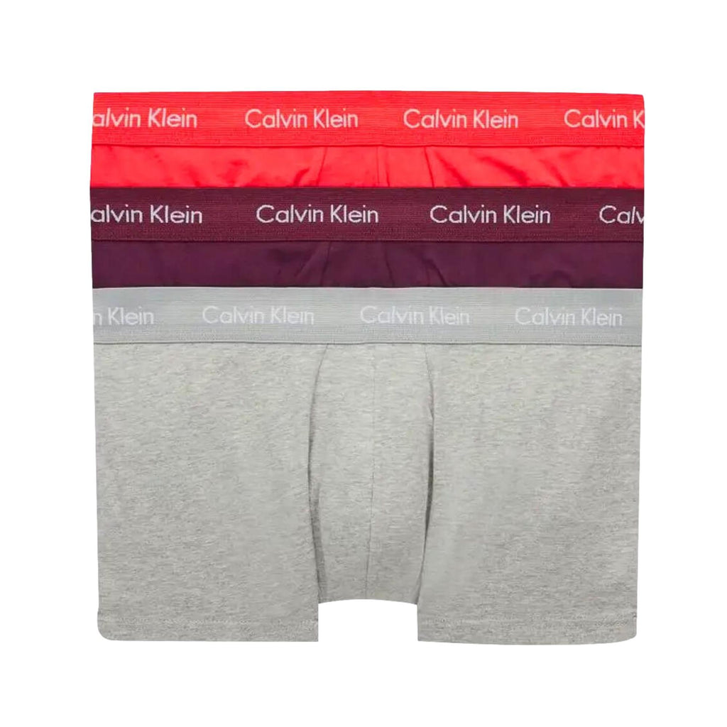 Calvin Klein 3 Pack Cotton Stretch Low Rise Trunks - Rhone/Charcoal Hthr/Orange Odsy - Utility Bear