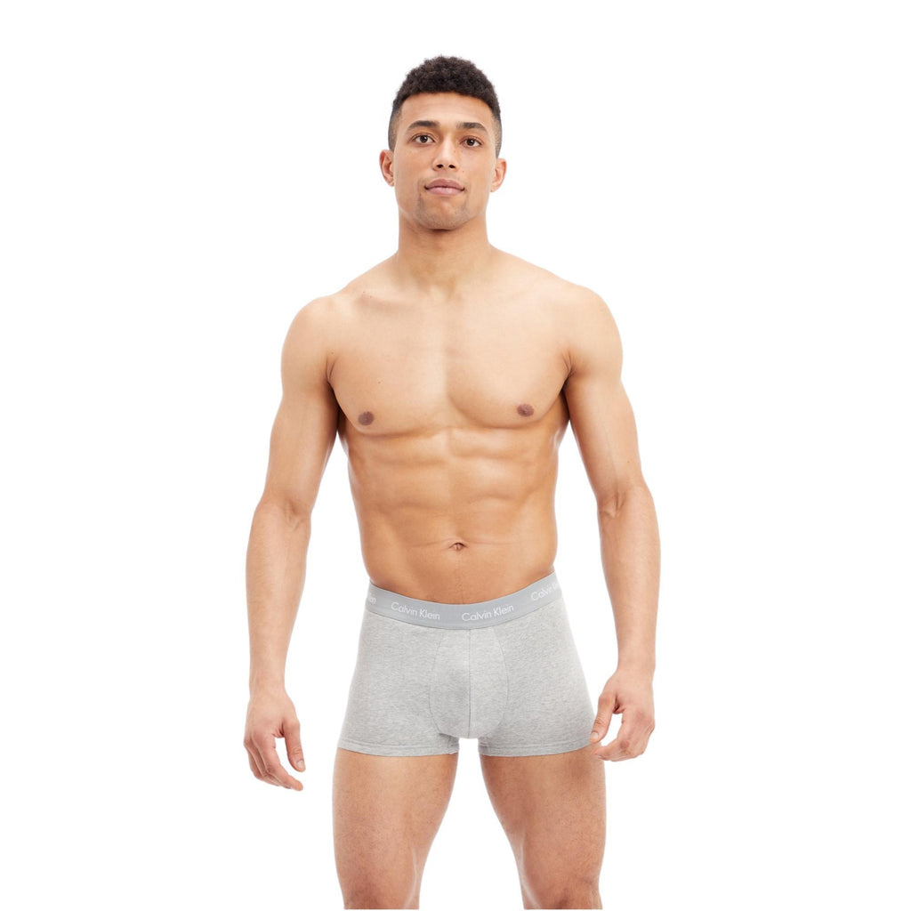 Calvin Klein 3 Pack Cotton Stretch Low Rise Trunks - Rhone/Charcoal Hthr/Orange Odsy - Utility Bear