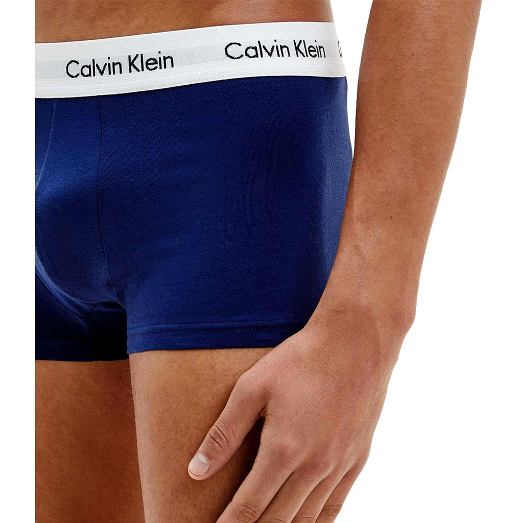 Calvin Klein 3 Pack Cotton Stretch Low Rise Trunks - White/Red/Blue - Utility Bear