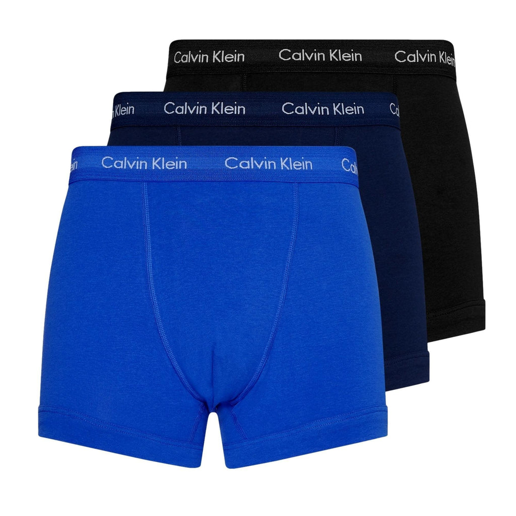 Calvin Klein 3 Pack Cotton Stretch Trunks - Blue/Navy/Black - Utility Bear