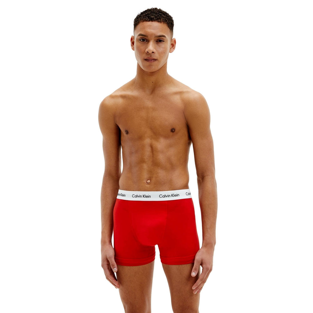 Calvin Klein 3 Pack Cotton Stretch Trunks - Red/Blue/White - Utility Bear