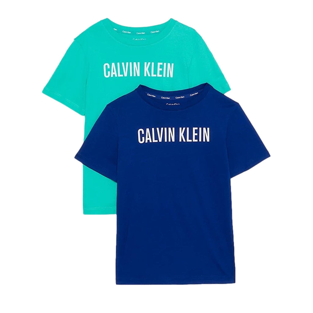 Calvin Klein Boys 2 Pack Intense Power T-Shirt - LightTeal/BoldBlue - Utility Bear