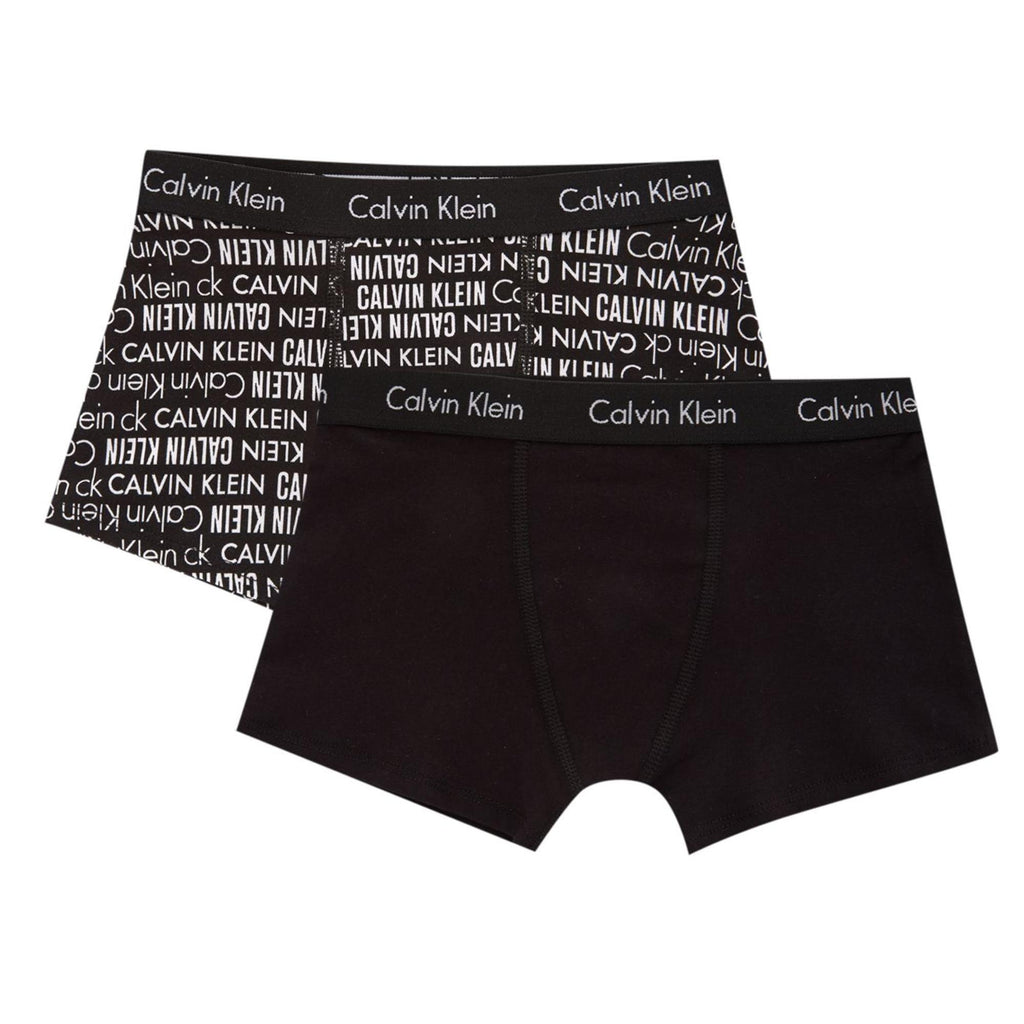 Calvin Klein Boys 2 Pack Modern Cotton Boxer Trunks - Logo Print/Black - Utility Bear