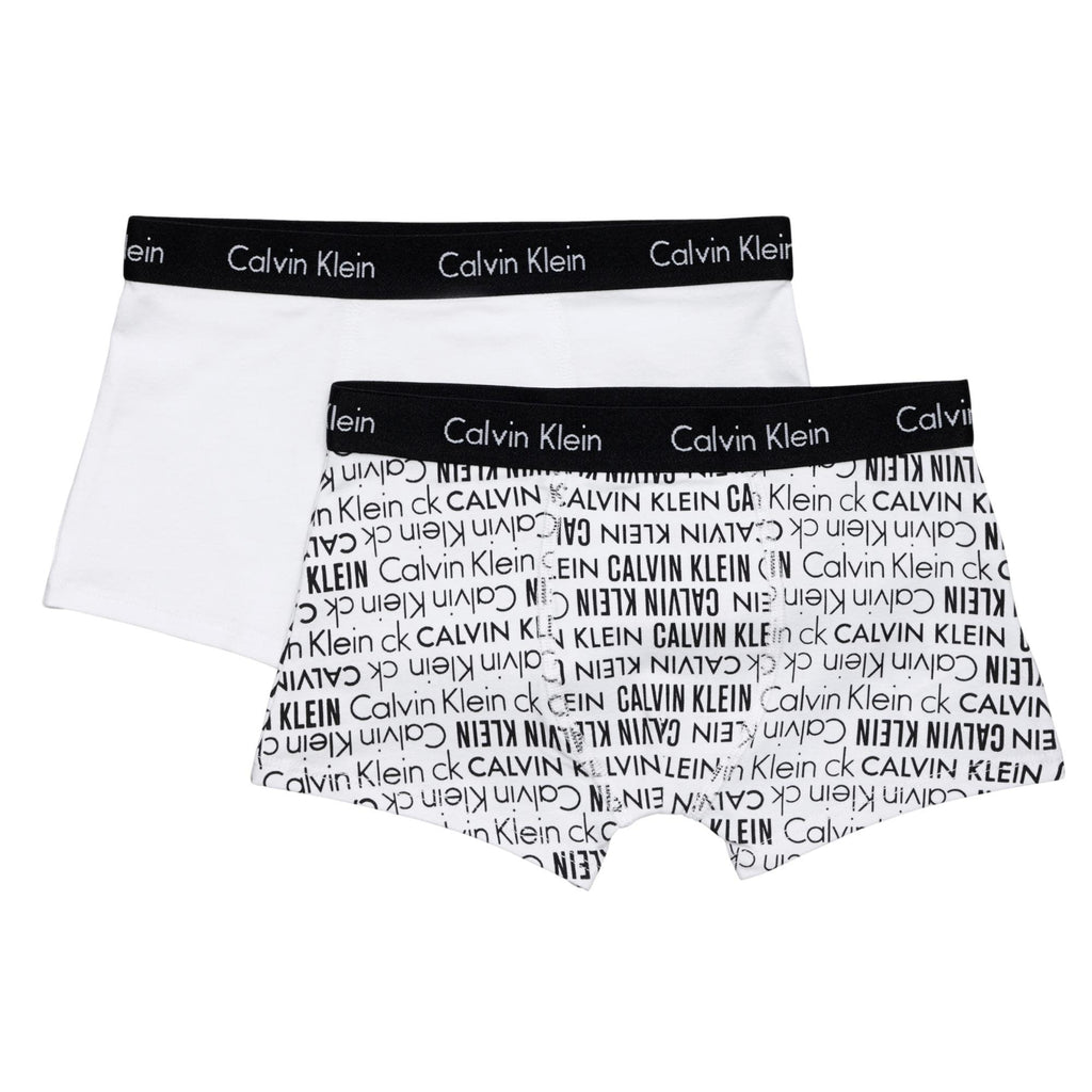 Calvin Klein Boys 2 Pack Modern Cotton Boxer Trunks - Logo Print/White - Utility Bear