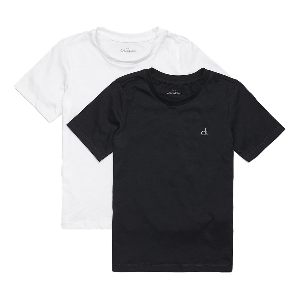Calvin Klein Boys 2 Pack Modern Cotton Short Sleeve T-Shirt - Black/ White - Utility Bear