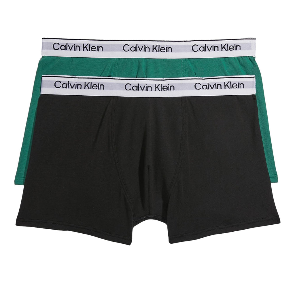 Calvin Klein Boys Modern Cotton Trunk 2 Pack - FoliageGreen/Black - Utility Bear