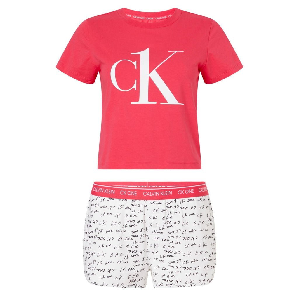 Calvin Klein CK One Shorts Pyjama Set - Pink/Logo White - Utility Bear