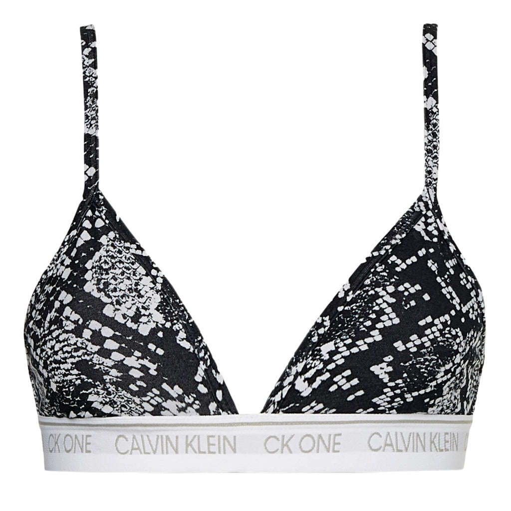 Calvin Klein Ck One Unlined Triangle Bralette - Black, Rattlesnake Print - Utility Bear