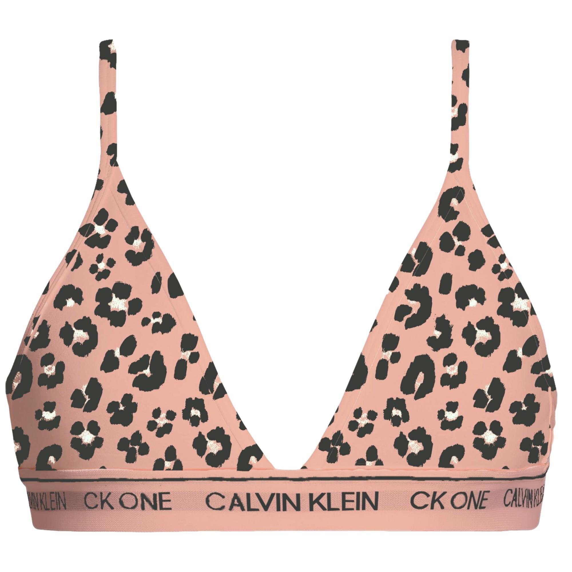 Calvin Klein Ck One Unlined Triangle Bralette - Stephen Leopard Print/Peach  Melba