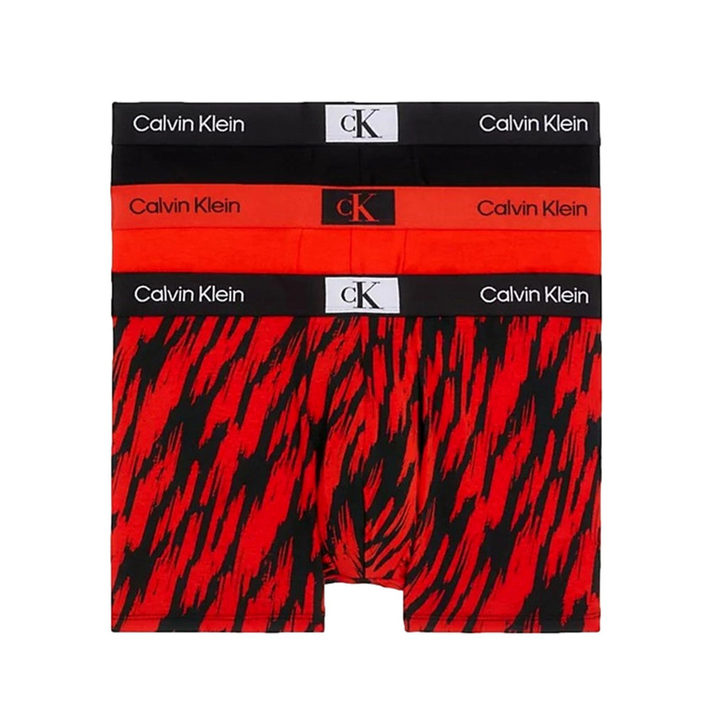 Calvin Klein CK96 Cotton Stretch Trunks 3 Pack - Tiger Stripe Print_Haz, Black, Haz - Utility Bear