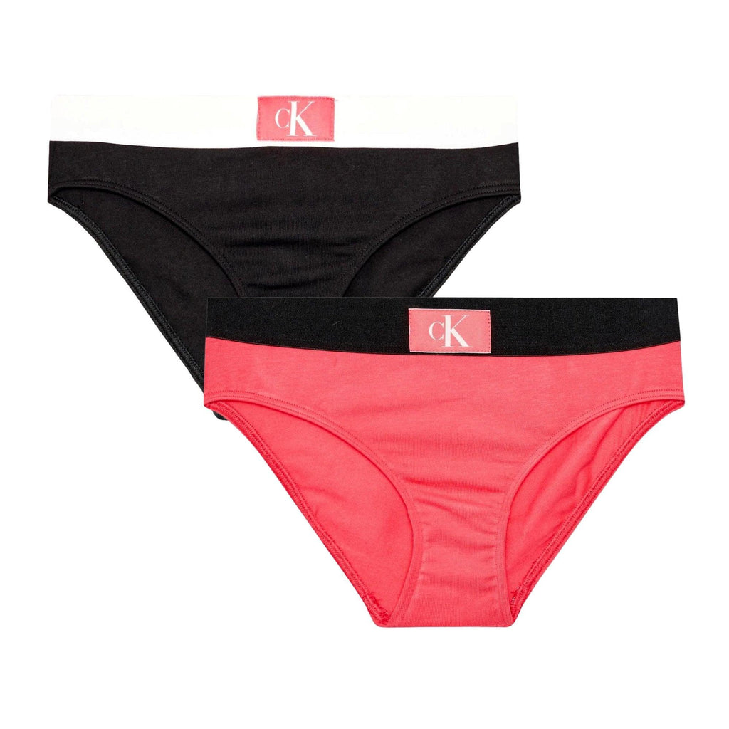 Calvin Klein Girls 2 Pack CK One Bikini - PinkFlash/Black - Utility Bear