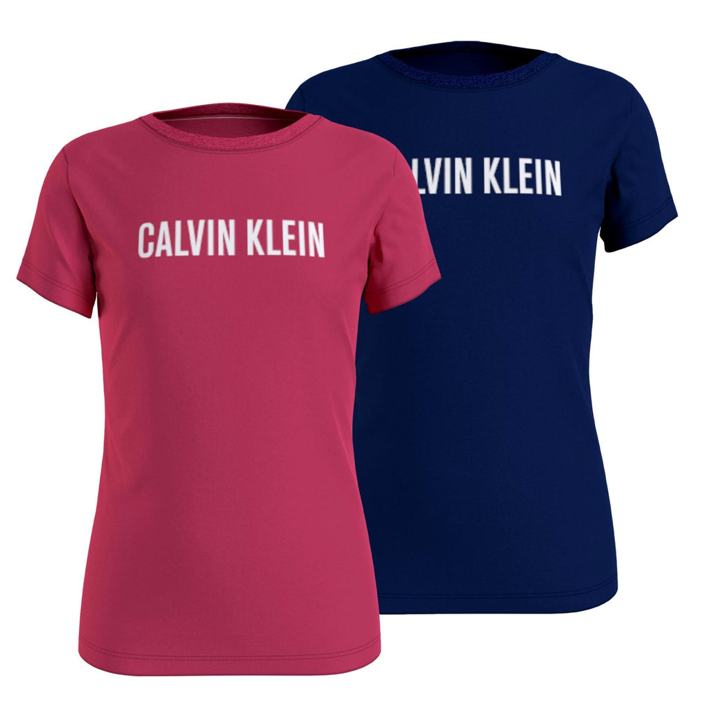 Calvin Klein Girls 2 Pack Intense Power T-Shirts - PinkFlash/BoldBlue - Utility Bear