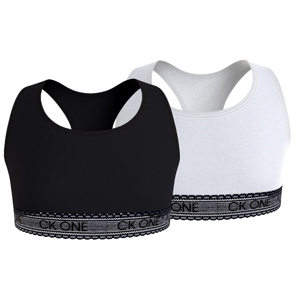 Calvin Klein Girls 2 Pack Lace Logo Bralette - Black/White - Utility Bear