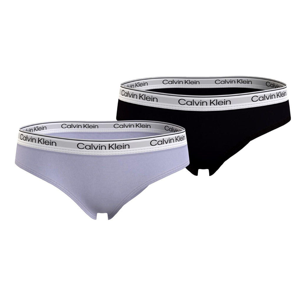 Calvin Klein Girls 2 Pack Modern Cotton Bikini - LavenderSplash/Black - Utility Bear
